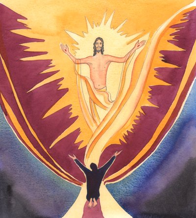 Nossa atitude na Missa deve ser de total união com Cristo no amor a Ele e em louvor ao Pai, 2000 (w - c no papel) de Elizabeth Wang