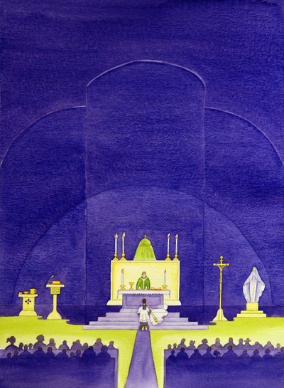 Nossas igrejas são lugares sagrados consagrados para oração e adoração, 2006 (w - c no papel) de Elizabeth Wang