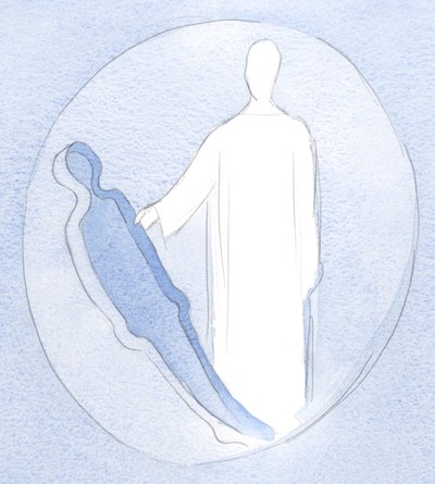 Nossos sofrimentos terrenos, explicou Cristo, são como &39;talas de corpo inteiro&39; pelas quais podemos ser moldados em novas pessoas: através do Amor Divino., 2001 (w - c no papel) de Elizabeth Wang