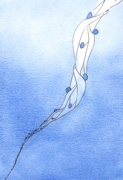 As nossas intercessões pelas Santas Almas do Purgatório, em nome de Jesus, são como uma corda que as puxa para o céu, 2002 (c - c no papel) de Elizabeth Wang