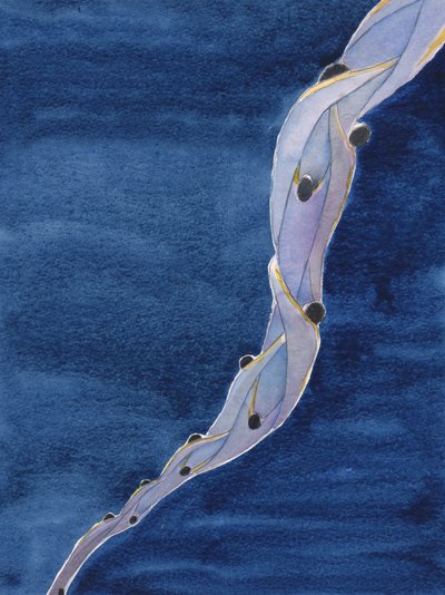 As nossas intercessões pelas Santas Almas do Purgatório, em nome de Jesus, são como uma corda que as puxa para o céu, 2002 (c - c no papel) de Elizabeth Wang