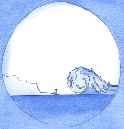 Pessoas que permitem que a vida litúrgica os leve consigo têm uma visão clara e viajam em grande velocidade para a costa do Céu, 2003 (w - c no papel) de Elizabeth Wang