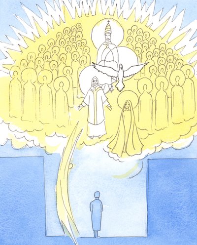 A oração pessoal, em nossa &39;sala secreta&39;, nunca é feita sozinha; por meio de Cristo estamos presentes com toda a companhia do Céu, 2004 (w - c no papel) de Elizabeth Wang
