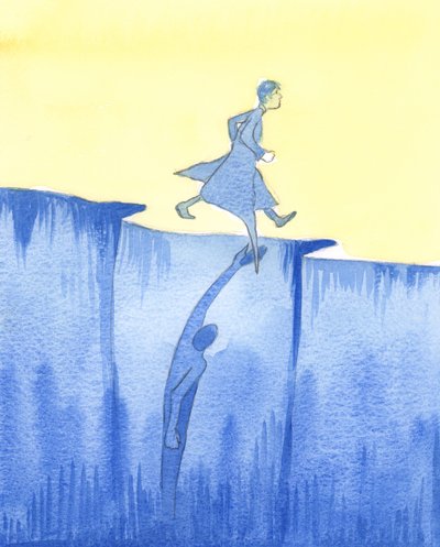 Satanás pode usar nossos pensamentos descuidados ou egoístas para nos puxar para o pecado e as trevas, como quando um inimigo agarra as roupas esvoaçantes de alguém, 2003 (w - c no papel) de Elizabeth Wang
