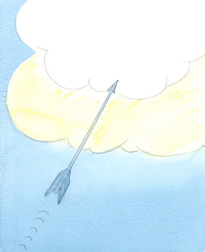 O louvor sincero, oferecido por Jesus, no Espírito, ao Pai da luz, voa rapidamente para o &39;coração&39; do céu, como quando uma flecha atravessa uma nuvem, 2003 (w - c no papel) de Elizabeth Wang
