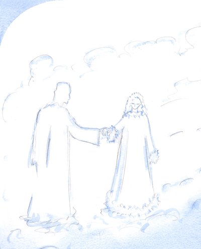 A neve, explicou Cristo, é um bom símbolo da pureza radiante de Sua Imaculada Mãe, a quem Ele tanto ama, 2002 (w - c no papel) de Elizabeth Wang