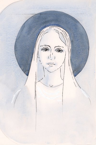 A Santíssima Virgem Maria, Nossa Senhora, 2000 (w - c no papel) de Elizabeth Wang
