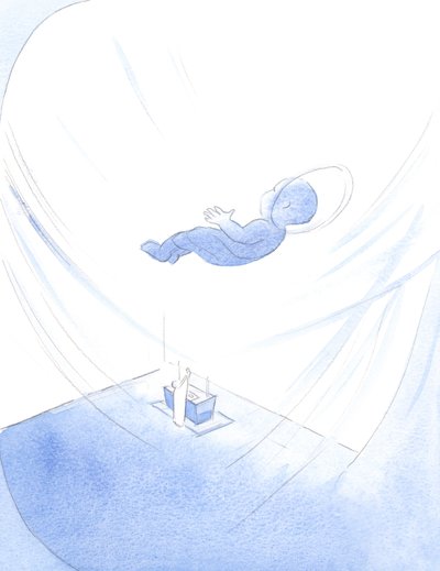O Menino Jesus ofereceu-se ao Pai na Missa da Meia-Noite no Natal, oferecendo com amor a Sua vida para a glória do Pai., 2001 (w - c no papel) de Elizabeth Wang