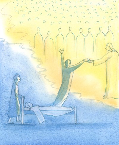 A Alma Sagrada que está pronta para o Céu é encontrada não apenas por Cristo, mas também por Sua Santa Mãe e todos os Santos, 2003 (w - c no papel) de Elizabeth Wang