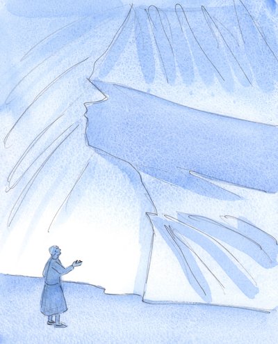 O Senhor mostrou-me uma pessoa com uma pedrinha na mão, que representava a pura caridade que ela demonstra para todos, 2004 (w - c no papel) de Elizabeth Wang
