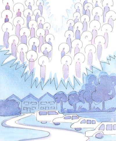 O Senhor me deu um vislumbre de nossa bela aldeia, que Ele me permitiu desfrutar em meio a muitos anos de dor, 2004 (w - c no papel) de Elizabeth Wang