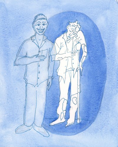 O Senhor vê por trás da imagem que apresentamos ao mundo, 2003 (w - c no papel) de Elizabeth Wang