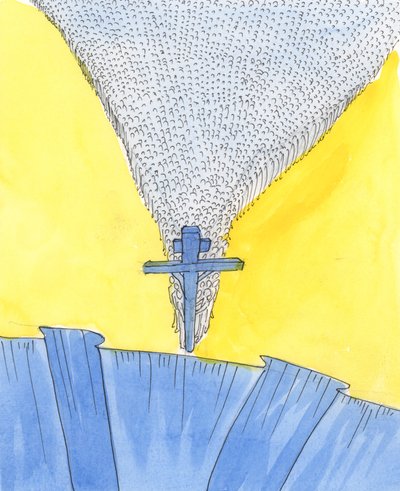 O Senhor me mostrou a cruz na base de uma encosta íngreme, 2004 (w - c no papel) de Elizabeth Wang