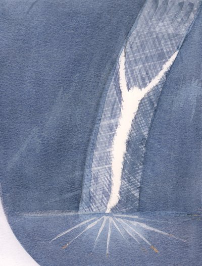 O Sacrifício de Jesus ganhou a vida abrindo-se através da cortina para o Santo dos Santos, para a luz de Deus, para que possamos entrar no Céu, 2000 (w - c no papel) de Elizabeth Wang