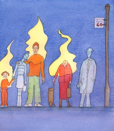 O Espírito de Cristo vive dentro daqueles que O aceitam com fé e amor, 2002 (w - c no papel) de Elizabeth Wang