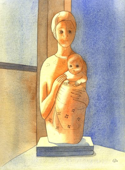 A Virgem e o Menino, 2001 (w - c no papel) de Elizabeth Wang