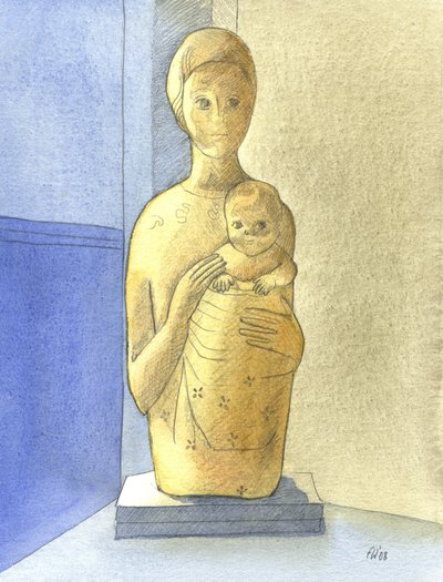 A Virgem e o Menino, 2001 (w - c no papel) de Elizabeth Wang