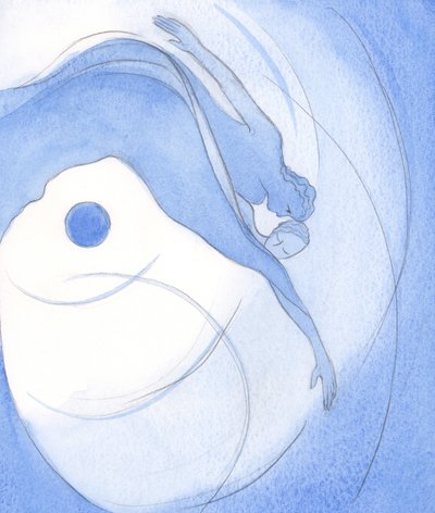 O maravilhoso amor de Deus pela alma é descrito no Cântico dos Cânticos: "Sua mão esquerda sob a cabeça dela, ele a abraçou ...", 2002 (w - c no papel) de Elizabeth Wang