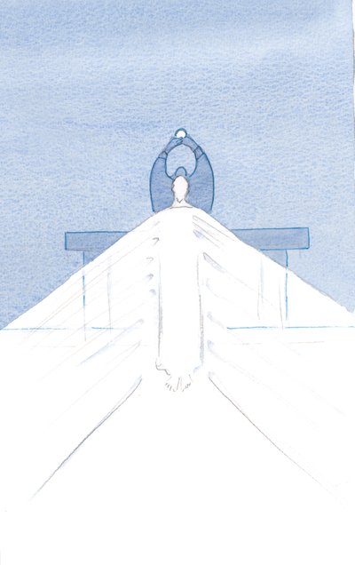 A beleza de Cristo é deslumbrante, pois Ele está aqui em silêncio, Realmente Presente ao Seu povo em oração., 2000 (w - c no papel) de Elizabeth Wang