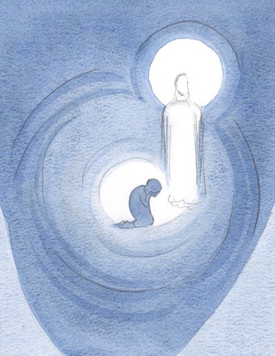 A &39;caverna&39; escura e pobre da minha alma estava sendo iluminada e ampliada por Sua presença ali, em Sua glória, 2000 (w - c no papel) de Elizabeth Wang