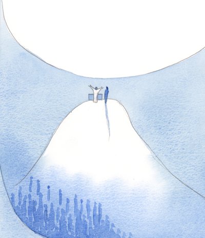 A maior alegria da vida terrena seria viver totalmente unido a Cristo, no cume da união, na montanha da santidade, 2002 (w - c no papel) de Elizabeth Wang