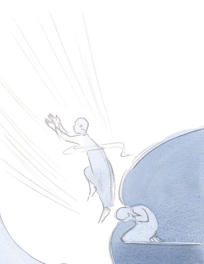 O mundo interior dentro da alma em que entramos por meio da oração é maior do que o universo físico no qual estamos temporariamente confinados, 2000 (w - c no papel) de Elizabeth Wang