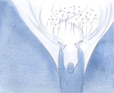Quanto mais Cristo está presente na terra na alma, mais próximos estão o céu e a terra unidos pelo Seu poder, 2000 (w - c no papel) de Elizabeth Wang