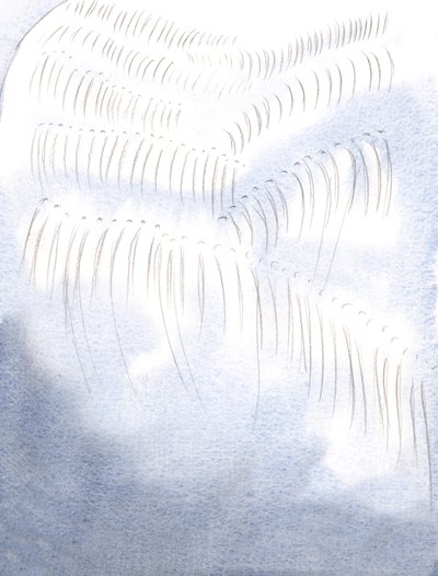 Aquele que se senta ou se ajoelha para a pura glória de Deus, verdadeiramente imita a obra e o propósito dos Anjos., 2001 (w - c no papel) de Elizabeth Wang