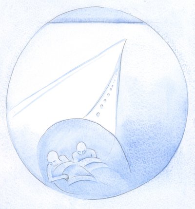 As orações dos enfermos e sofredores são como motores no coração de um grande navio, que é a Igreja Católica, 2001 (w - c no papel) de Elizabeth Wang