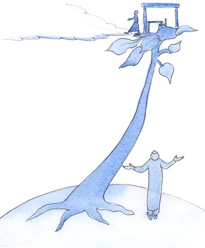 A semente do nosso batismo deve crescer e se tornar uma planta poderosa e nos levar às alturas da vida espiritual, de modo que no final da vida seja apenas um pequeno passo para o Céu., 2003 (w - c no papel) de Elizabeth Wang