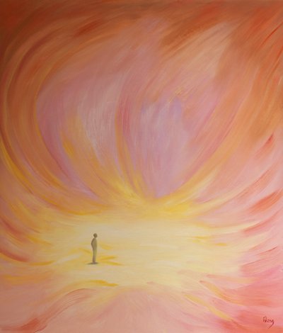 A alma purificada pela graça pela oração, penitência e atos de caridade é como uma bela e luminosa câmara, 2001 (óleo a bordo) de Elizabeth Wang