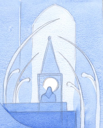 A alma que contém Cristo, sacramentalmente, após a Sagrada Comunhão, é como uma custódia viva onde outras pessoas podem encontrar Cristo, 2002 (w - c no papel) de Elizabeth Wang