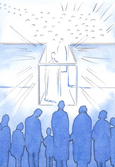 O tabernáculo é como um corredor para o céu, onde podemos encontrar Cristo e seus santos e nos preparar para o céu no final da vida em 2002 (w - c no papel) de Elizabeth Wang