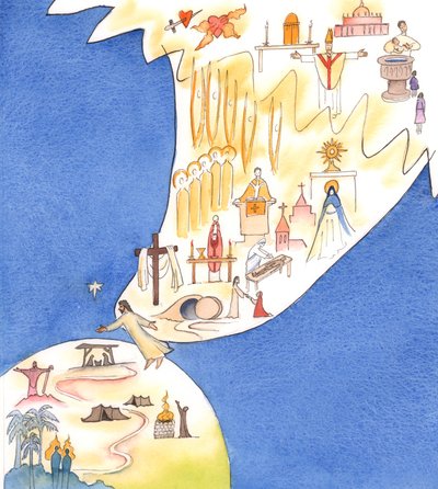 Toda a vida da Igreja segue o &39;rastro&39; de Cristo como parte do plano eterno de Deus: os Apóstolos e os Santos, uma Igreja visível, vida e cultura católica e devoções, 2003 (w - c no papel) de Elizabeth Wang
