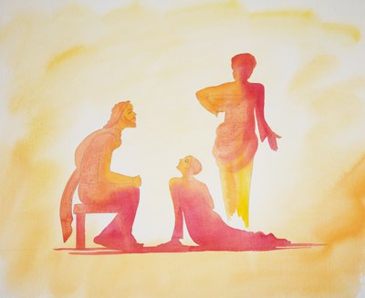 A mulher que muito ama e muito é perdoada, 2001 (w - c no papel) de Elizabeth Wang