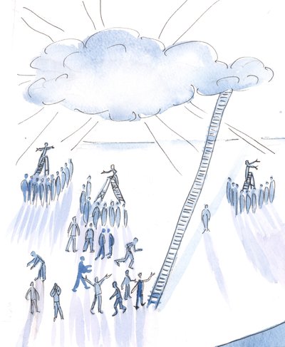 Existem muitas pessoas bem-intencionadas oferecendo às multidões ideias muito diferentes sobre Deus, 2004 (w - c no papel) de Elizabeth Wang