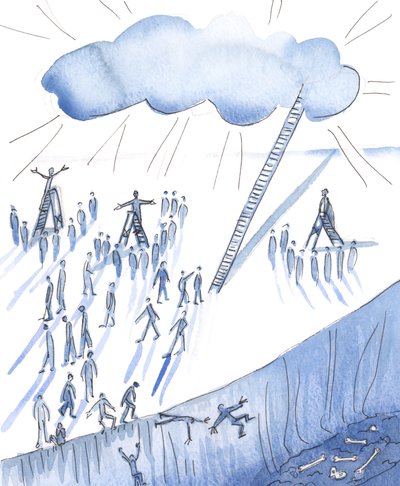 Existem muitas pessoas bem-intencionadas oferecendo às multidões idéias muito diferentes sobre Deus, 2004 (w - c no papel) de Elizabeth Wang