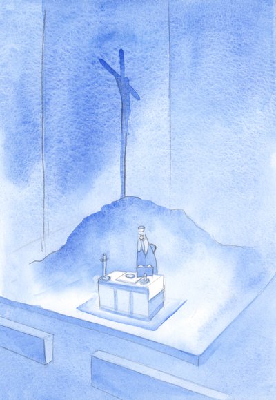 Este é o cálice do meu sangue &39;: o sacrifício do Calvário é reapresentado em cada missa, 2001 (w - c no papel) de Elizabeth Wang