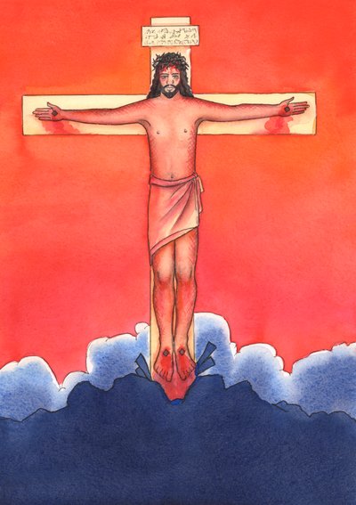 Aqueles amigos de Cristo hoje que não se incomodam em ir à missa agem como aqueles amigos de Cristo, há muito tempo, que fugiram quando Cristo foi preso e crucificado., 2004 (w - c no papel) de Elizabeth Wang