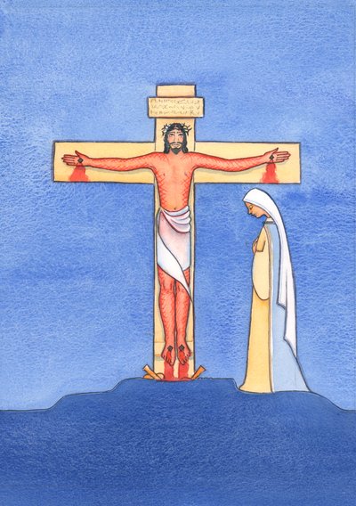 Aqueles amigos de Cristo hoje que não se incomodam em ir à missa agem como aqueles amigos de Cristo, há muito tempo, que fugiram quando Cristo foi preso e crucificado., 2004 (w - c no papel) de Elizabeth Wang