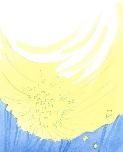 Aqueles que entram no Paraíso encontram, como se estivessem em um país estrangeiro, emoção de beleza e novidade, 2003 (w - c no papel) de Elizabeth Wang