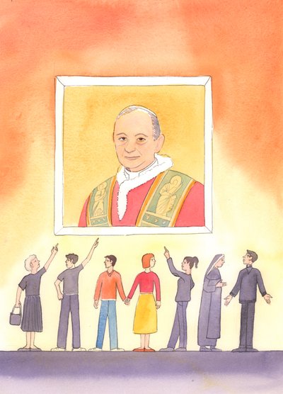 Aqueles que se opõem à autoridade legítima de ensino da Igreja e desenvolvem o hábito de desafio estão, talvez sem perceber, desafiando o próprio Cristo, 2003 (w - c no papel) de Elizabeth Wang