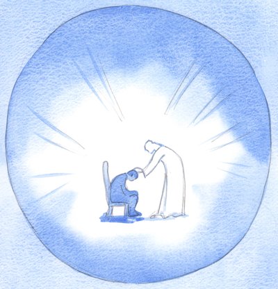 Embora Divino, Cristo é verdadeiramente homem, e se deleita em confortar-nos, Seus parentes, respondendo imediatamente às nossas orações sinceras, 2002 (w - c no papel) de Elizabeth Wang