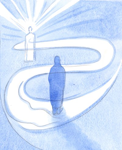 Através do Seu Espírito Santo, conduzindo, dirigindo e acalmando, gentil e poderosamente, Cristo está constantemente trabalhando em nossas vidas, 2001 (w - c no papel) de Elizabeth Wang