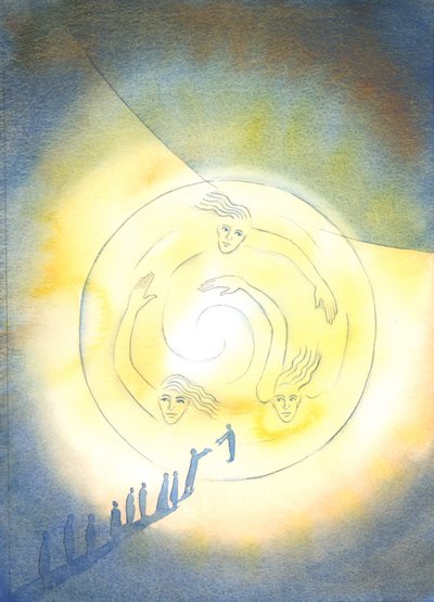 Através do batismo, somos introduzidos na vida da Santíssima Trindade, 2003 (w - c no papel) de Elizabeth Wang