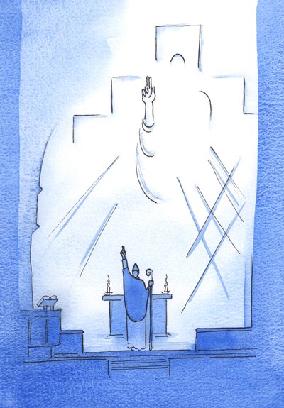 Por meio de cada Bispo em comunhão com o Papa, Deus Pai nos santifica, nos ensina e nos guia, 2002 (w - c no papel) de Elizabeth Wang