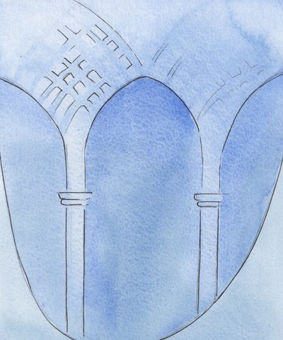 Através da fé e do arrependimento, a minha alma foi transformada de uma caverna para uma catedral, pronta para o culto, 2002 (w - c no papel) de Elizabeth Wang