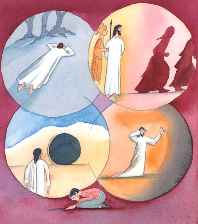 Podemos oferecer nossos sofrimentos em união com Jesus em sua paixão, para confortá-lo e para ajudar outras almas, 2002 (w - c no papel) de Elizabeth Wang