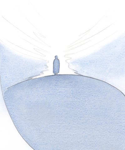 Esperamos seguir o caminho que nos foi aberto pelo Sacrifício de Cristo e juntar-nos a Ele no Céu., 2001 (w - c no papel) de Elizabeth Wang