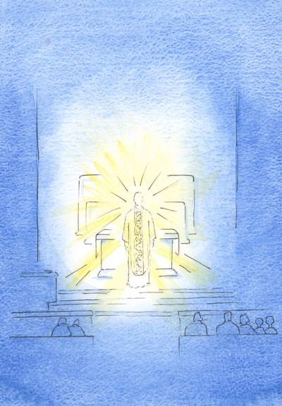 Nós mesmos, pela graça de Deus, podemos derrubar as barreiras que nos separam de Cristo, 2002 (w - c no papel) de Elizabeth Wang